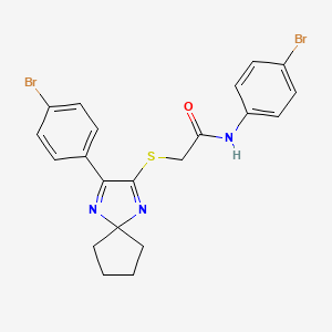 molecular formula C21H19Br2N3OS B3299798 N-(4-Bromophenyl)-2-{[3-(4-bromophenyl)-1,4-diazaspiro[4.4]nona-1,3-dien-2-YL]sulfanyl}acetamide CAS No. 899931-91-0