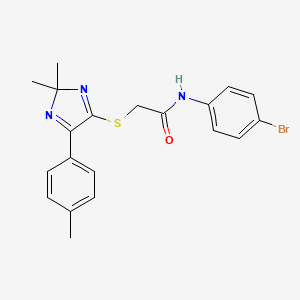 molecular formula C20H20BrN3OS B3299808 N-(4-bromophenyl)-2-((2,2-dimethyl-5-(p-tolyl)-2H-imidazol-4-yl)thio)acetamide CAS No. 899932-09-3