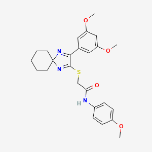 molecular formula C25H29N3O4S B3299829 2-((3-(3,5-dimethoxyphenyl)-1,4-diazaspiro[4.5]deca-1,3-dien-2-yl)thio)-N-(4-methoxyphenyl)acetamide CAS No. 899932-67-3
