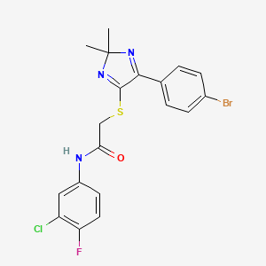 2-((5-(4-bromophenyl)-2,2-dimethyl-2H-imidazol-4-yl)thio)-N-(3-chloro-4-fluorophenyl)acetamide