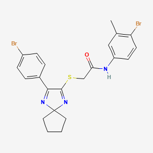 molecular formula C22H21Br2N3OS B3299842 N-(4-Bromo-3-methylphenyl)-2-{[3-(4-bromophenyl)-1,4-diazaspiro[4.4]nona-1,3-dien-2-YL]sulfanyl}acetamide CAS No. 899932-87-7
