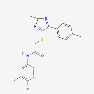 molecular formula C21H22BrN3OS B3299845 N-(4-bromo-3-methylphenyl)-2-((2,2-dimethyl-5-(p-tolyl)-2H-imidazol-4-yl)thio)acetamide CAS No. 899932-92-4