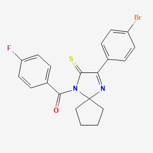 molecular formula C20H16BrFN2OS B3299847 3-(4-Bromophenyl)-1-(4-fluorobenzoyl)-1,4-diazaspiro[4.4]non-3-ene-2-thione CAS No. 899932-97-9