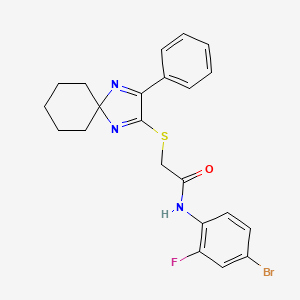 molecular formula C22H21BrFN3OS B3299880 N-(4-Bromo-2-fluorophenyl)-2-({3-phenyl-1,4-diazaspiro[4.5]deca-1,3-dien-2-YL}sulfanyl)acetamide CAS No. 899935-28-5