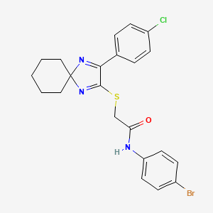 molecular formula C22H21BrClN3OS B3299888 N-(4-Bromophenyl)-2-{[3-(4-chlorophenyl)-1,4-diazaspiro[4.5]deca-1,3-dien-2-YL]sulfanyl}acetamide CAS No. 899935-36-5