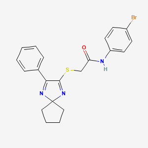 molecular formula C21H20BrN3OS B3299893 N-(4-Bromophenyl)-2-({3-phenyl-1,4-diazaspiro[4.4]nona-1,3-dien-2-YL}sulfanyl)acetamide CAS No. 899935-38-7