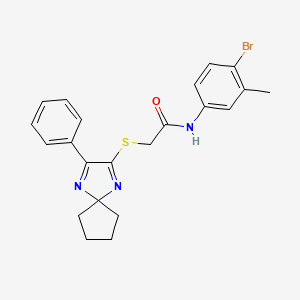 N-(4-Bromo-3-methylphenyl)-2-({3-phenyl-1,4-diazaspiro[4.4]nona-1,3-dien-2-YL}sulfanyl)acetamide