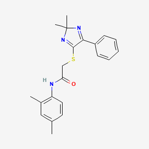 molecular formula C21H23N3OS B3299922 2-((2,2-dimethyl-5-phenyl-2H-imidazol-4-yl)thio)-N-(2,4-dimethylphenyl)acetamide CAS No. 899935-50-3