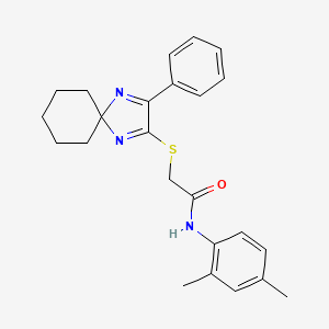 molecular formula C24H27N3OS B3299925 N-(2,4-Dimethylphenyl)-2-({3-phenyl-1,4-diazaspiro[4.5]deca-1,3-dien-2-YL}sulfanyl)acetamide CAS No. 899935-52-5