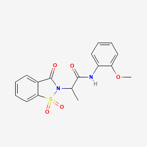 molecular formula C17H16N2O5S B3299962 2-(1,1-dioxido-3-oxobenzo[d]isothiazol-2(3H)-yl)-N-(2-methoxyphenyl)propanamide CAS No. 899955-26-1