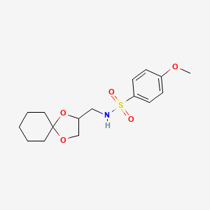 molecular formula C16H23NO5S B3299982 N-(1,4-dioxaspiro[4.5]decan-2-ylmethyl)-4-methoxybenzenesulfonamide CAS No. 899957-82-5