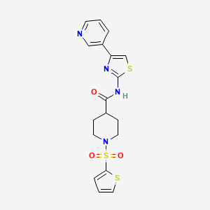 molecular formula C18H18N4O3S3 B3299998 N-[4-(pyridin-3-yl)-1,3-thiazol-2-yl]-1-(thiophene-2-sulfonyl)piperidine-4-carboxamide CAS No. 899958-85-1
