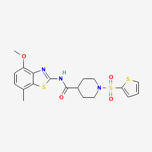 molecular formula C19H21N3O4S3 B3300002 N-(4-methoxy-7-methylbenzo[d]thiazol-2-yl)-1-(thiophen-2-ylsulfonyl)piperidine-4-carboxamide CAS No. 899959-04-7