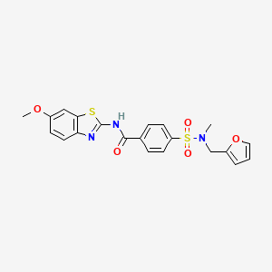 molecular formula C21H19N3O5S2 B3300017 4-(N-(furan-2-ylmethyl)-N-methylsulfamoyl)-N-(6-methoxybenzo[d]thiazol-2-yl)benzamide CAS No. 899963-73-6