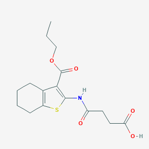 molecular formula C16H21NO5S B330004 4-Oxo-4-{[3-(propoxycarbonyl)-4,5,6,7-tetrahydro-1-benzothien-2-yl]amino}butanoic acid 