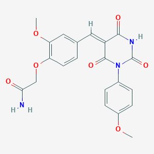 2-{2-methoxy-4-[(1-(4-methoxyphenyl)-2,4,6-trioxotetrahydro-5(2H)-pyrimidinylidene)methyl]phenoxy}acetamide