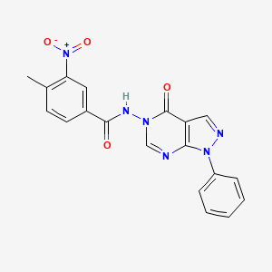 molecular formula C19H14N6O4 B3300075 4-methyl-3-nitro-N-(4-oxo-1-phenyl-1H-pyrazolo[3,4-d]pyrimidin-5(4H)-yl)benzamide CAS No. 899996-42-0