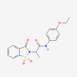 molecular formula C18H18N2O5S B3300076 2-(1,1-dioxido-3-oxobenzo[d]isothiazol-2(3H)-yl)-N-(4-ethoxyphenyl)propanamide CAS No. 899996-67-9