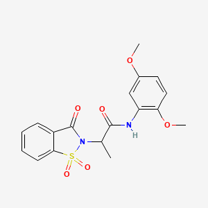 molecular formula C18H18N2O6S B3300087 N-(2,5-dimethoxyphenyl)-2-(1,1-dioxido-3-oxobenzo[d]isothiazol-2(3H)-yl)propanamide CAS No. 899996-77-1