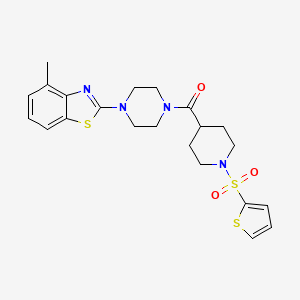 molecular formula C22H26N4O3S3 B3300107 (4-(4-Methylbenzo[d]thiazol-2-yl)piperazin-1-yl)(1-(thiophen-2-ylsulfonyl)piperidin-4-yl)methanone CAS No. 900001-32-3