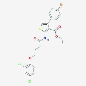 molecular formula C23H20BrCl2NO4S B330011 Ethyl 4-(4-bromophenyl)-2-{[4-(2,4-dichlorophenoxy)butanoyl]amino}-3-thiophenecarboxylate 