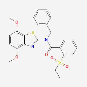 molecular formula C25H24N2O5S2 B3300130 N-benzyl-N-(4,7-dimethoxy-1,3-benzothiazol-2-yl)-2-(ethanesulfonyl)benzamide CAS No. 900004-96-8