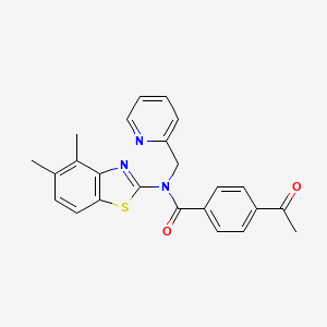 molecular formula C24H21N3O2S B3300138 4-acetyl-N-(4,5-dimethylbenzo[d]thiazol-2-yl)-N-(pyridin-2-ylmethyl)benzamide CAS No. 900006-17-9