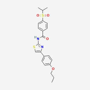 molecular formula C22H24N2O4S2 B3300166 4-(isopropylsulfonyl)-N-(4-(4-propoxyphenyl)thiazol-2-yl)benzamide CAS No. 900009-79-2