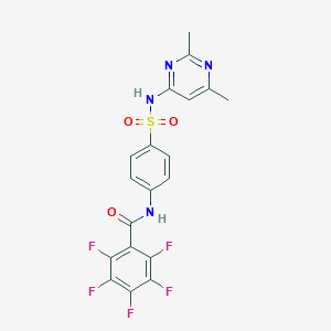 molecular formula C19H13F5N4O3S B330019 N-(4-{[(2,6-dimethyl-4-pyrimidinyl)amino]sulfonyl}phenyl)-2,3,4,5,6-pentafluorobenzamide 