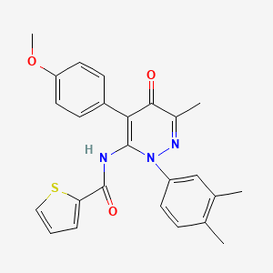 molecular formula C25H23N3O3S B3300229 N-[2-(3,4-dimethylphenyl)-4-(4-methoxyphenyl)-6-methyl-5-oxo-2,5-dihydropyridazin-3-yl]thiophene-2-carboxamide CAS No. 900263-93-6