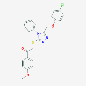 molecular formula C24H20ClN3O3S B330025 2-({5-[(4-chlorophenoxy)methyl]-4-phenyl-4H-1,2,4-triazol-3-yl}sulfanyl)-1-(4-methoxyphenyl)ethanone 