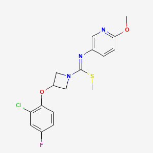 molecular formula C17H17ClFN3O2S B3300251 (E)-methyl 3-(2-chloro-4-fluorophenoxy)-N-(6-methoxypyridin-3-yl)azetidine-1-carbimidothioate CAS No. 900512-31-4