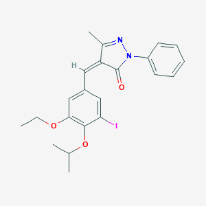 molecular formula C22H23IN2O3 B330031 4-(3-ethoxy-5-iodo-4-isopropoxybenzylidene)-5-methyl-2-phenyl-2,4-dihydro-3H-pyrazol-3-one 