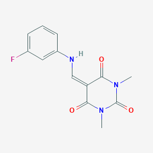 molecular formula C13H12FN3O3 B330032 5-[(3-fluoroanilino)methylidene]-1,3-dimethyl-1,3-diazinane-2,4,6-trione 