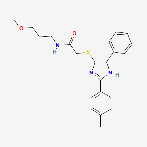 molecular formula C22H25N3O2S B3300357 N-(3-methoxypropyl)-2-((5-phenyl-2-(p-tolyl)-1H-imidazol-4-yl)thio)acetamide CAS No. 901240-73-1