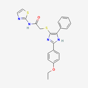 molecular formula C22H20N4O2S2 B3300403 2-((2-(4-ethoxyphenyl)-5-phenyl-1H-imidazol-4-yl)thio)-N-(thiazol-2-yl)acetamide CAS No. 901258-50-2