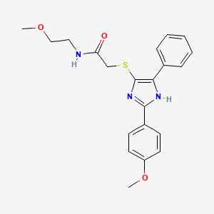 molecular formula C21H23N3O3S B3300412 N-(2-Methoxyethyl)-2-{[2-(4-methoxyphenyl)-5-phenyl-1H-imidazol-4-YL]sulfanyl}acetamide CAS No. 901259-30-1