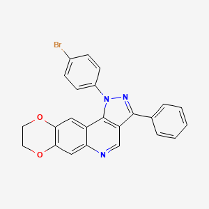 molecular formula C24H16BrN3O2 B3300414 1-(4-bromophenyl)-3-phenyl-8,9-dihydro-1H-[1,4]dioxino[2,3-g]pyrazolo[4,3-c]quinoline CAS No. 901265-03-0