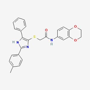 molecular formula C26H23N3O3S B3300418 N-(2,3-dihydro-1,4-benzodioxin-6-yl)-2-{[2-(4-methylphenyl)-5-phenyl-1H-imidazol-4-yl]sulfanyl}acetamide CAS No. 901265-23-4
