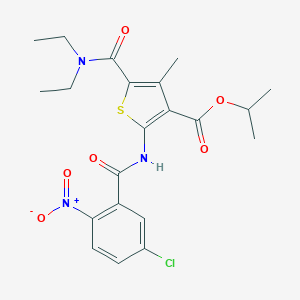 molecular formula C21H24ClN3O6S B330046 Isopropyl 2-({5-chloro-2-nitrobenzoyl}amino)-5-[(diethylamino)carbonyl]-4-methyl-3-thiophenecarboxylate 