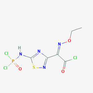 molecular formula C6H6Cl3N4O3PS B3300479 2-[5-[(Dichlorophosphoryl)amino]-1,2,4-thiadiazol-3-yl]-(Z)-2-(ethoxyimino)acetyl chloride CAS No. 90211-01-1
