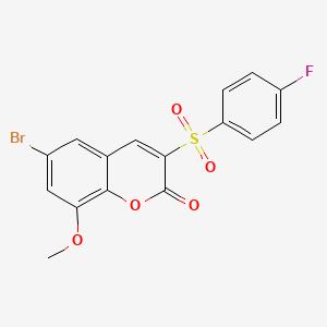 molecular formula C16H10BrFO5S B3300530 6-bromo-3-((4-fluorophenyl)sulfonyl)-8-methoxy-2H-chromen-2-one CAS No. 902623-26-1
