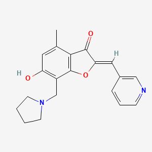 molecular formula C20H20N2O3 B3300606 (Z)-6-hydroxy-4-methyl-2-(pyridin-3-ylmethylene)-7-(pyrrolidin-1-ylmethyl)benzofuran-3(2H)-one CAS No. 903198-62-9