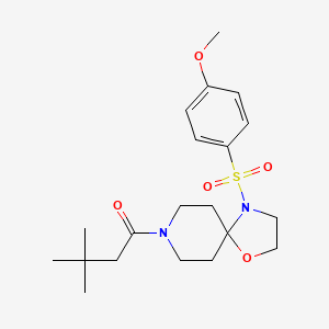 molecular formula C20H30N2O5S B3300640 1-(4-((4-Methoxyphenyl)sulfonyl)-1-oxa-4,8-diazaspiro[4.5]decan-8-yl)-3,3-dimethylbutan-1-one CAS No. 903302-96-5