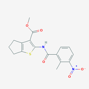 molecular formula C17H16N2O5S B330067 methyl 2-({3-nitro-2-methylbenzoyl}amino)-5,6-dihydro-4H-cyclopenta[b]thiophene-3-carboxylate 