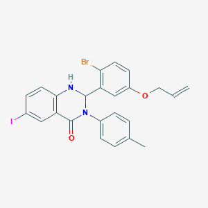 molecular formula C24H20BrIN2O2 B330070 2-[5-(allyloxy)-2-bromophenyl]-6-iodo-3-(4-methylphenyl)-2,3-dihydro-4(1H)-quinazolinone 