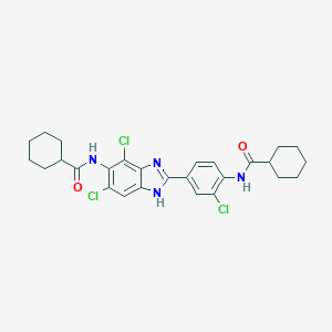 molecular formula C27H29Cl3N4O2 B330073 N-(2-chloro-4-{4,6-dichloro-5-[(cyclohexylcarbonyl)amino]-1H-benzimidazol-2-yl}phenyl)cyclohexanecarboxamide 
