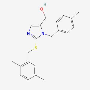 molecular formula C21H24N2OS B3300755 (2-((2,5-dimethylbenzyl)thio)-1-(4-methylbenzyl)-1H-imidazol-5-yl)methanol CAS No. 904817-38-5