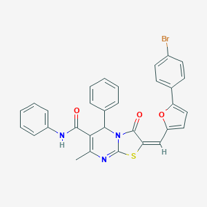 molecular formula C31H22BrN3O3S B330076 2-{[5-(4-bromophenyl)-2-furyl]methylene}-7-methyl-3-oxo-N,5-diphenyl-2,3-dihydro-5H-[1,3]thiazolo[3,2-a]pyrimidine-6-carboxamide 