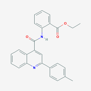 molecular formula C26H22N2O3 B330080 Ethyl 2-({[2-(4-methylphenyl)-4-quinolinyl]carbonyl}amino)benzoate 
